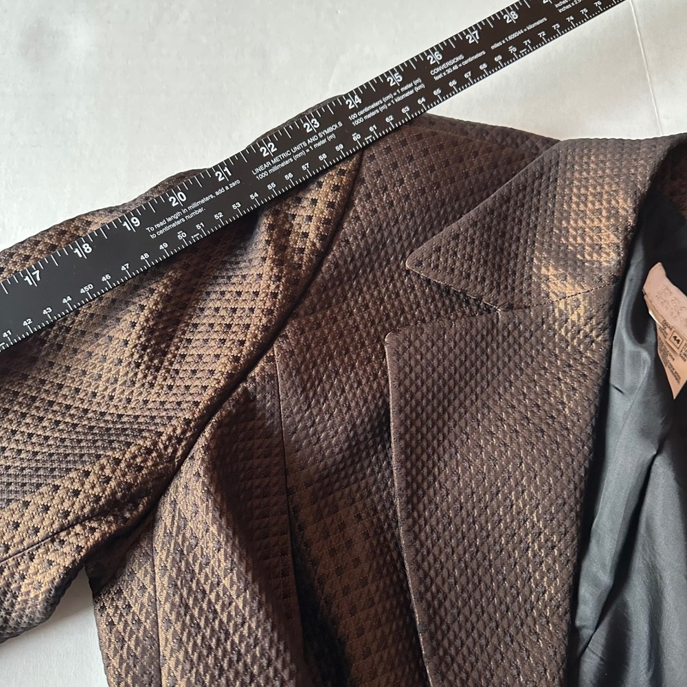 Escada Margaretha Ley Bronze Silk Wool Jacquard Blazer Jacket Size 44 Germany - Picture 7 of 9